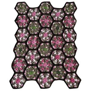 Vintage Handmade Crochet Afghan African Flower Hexagon Granny Square Throw